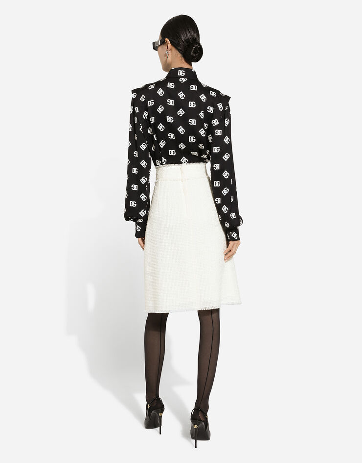 Dolce & Gabbana Gonna midi in tweed rachel con spacco centrale Bianco F4CJHTGDCAW