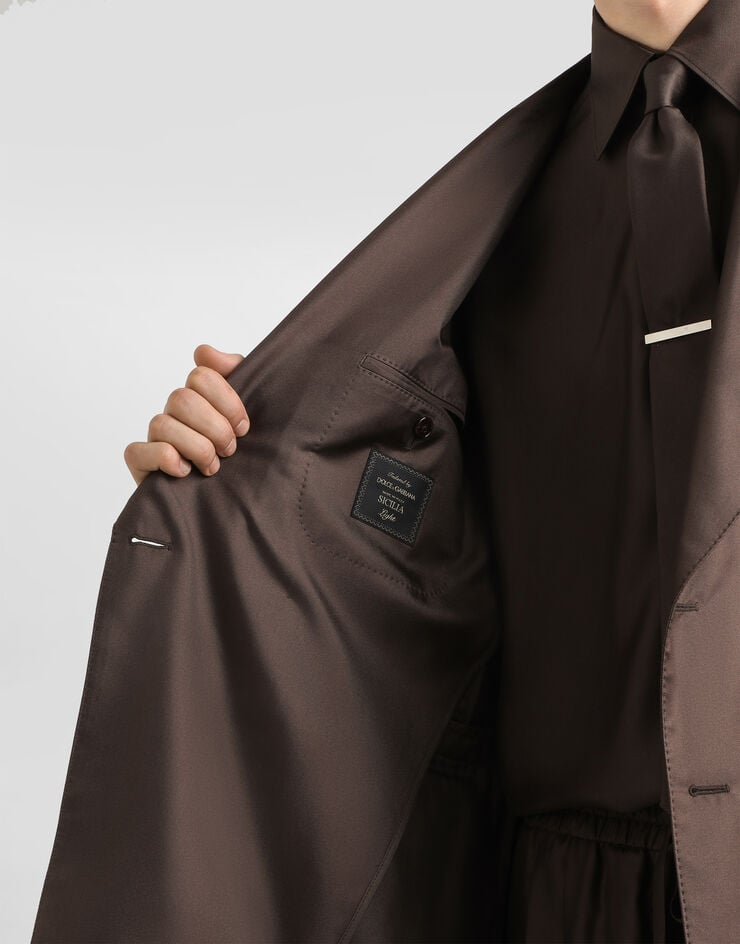 Dolce & Gabbana Sicilia light double-breasted silk twill jacket Brown G2VD4TFU10S
