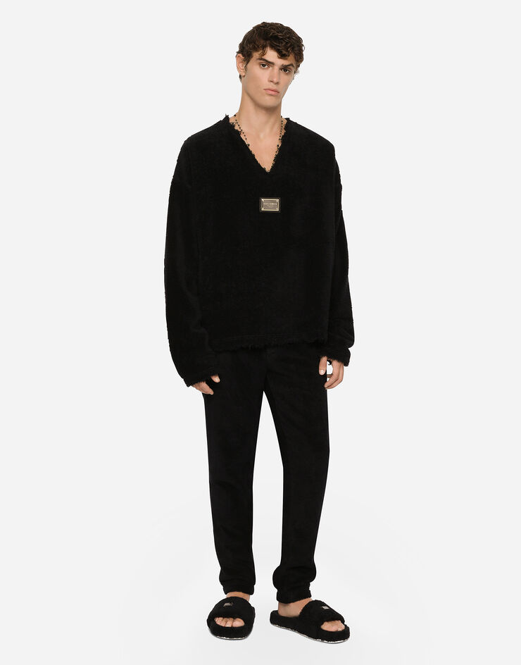 Dolce & Gabbana سروال للركض من قماش تيري ببطاقة أسود GV1IATHU7OC