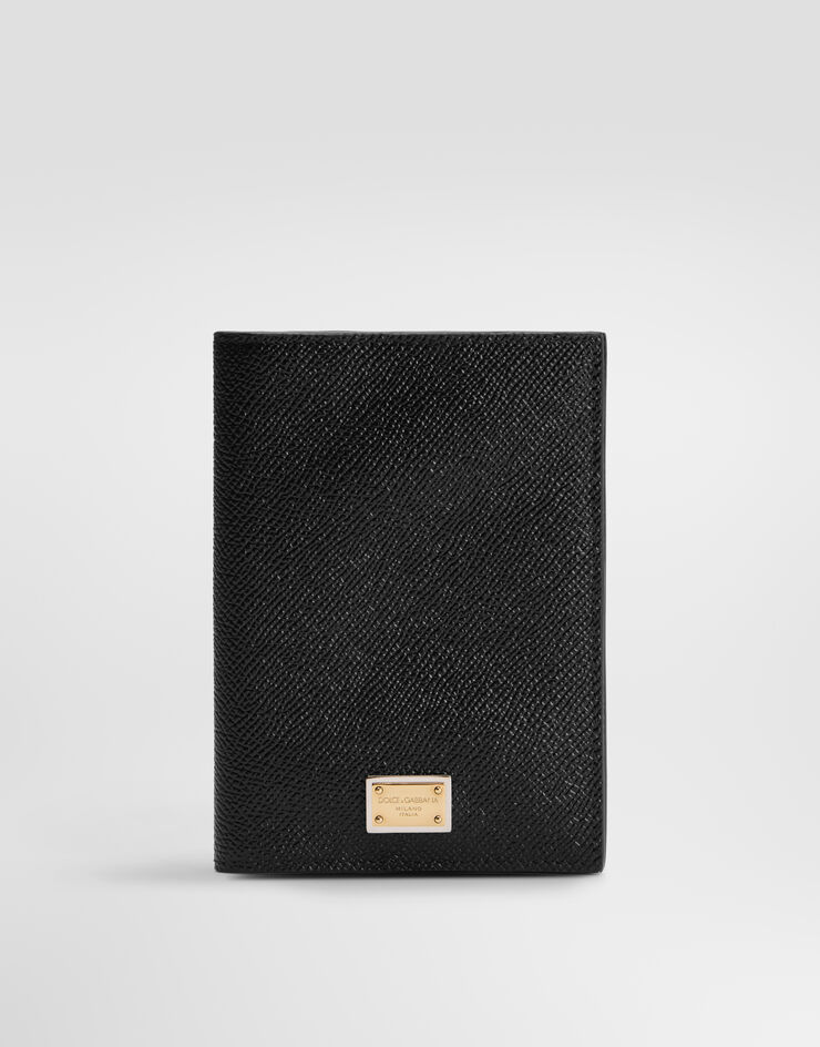 Dolce & Gabbana Dauphine calfskin passport holder with plate Dolce & Gabbana Dauphine calfskin passport holder with plate Black BI2215A1001
