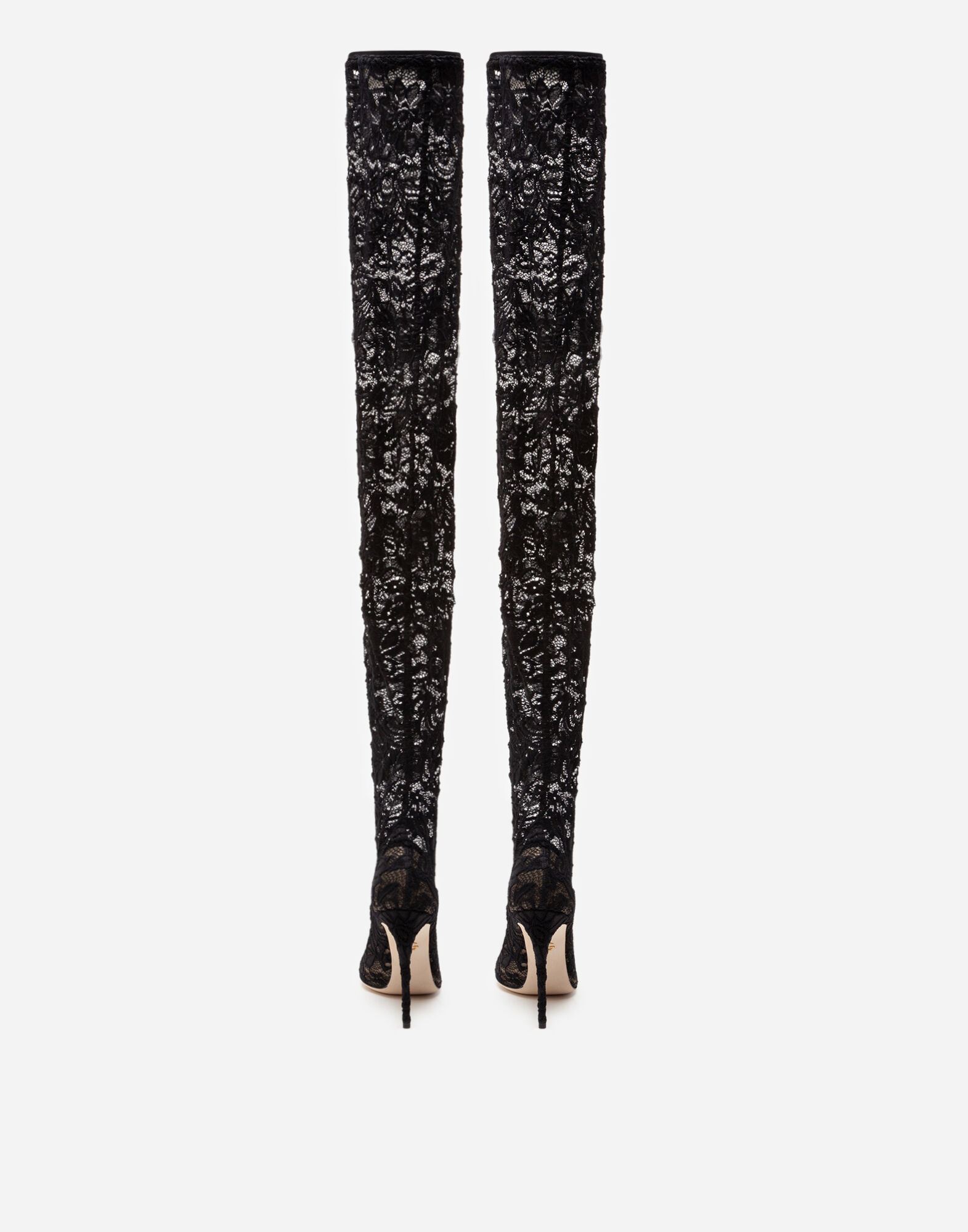 Dolce and gabbana lace thigh high boots discount