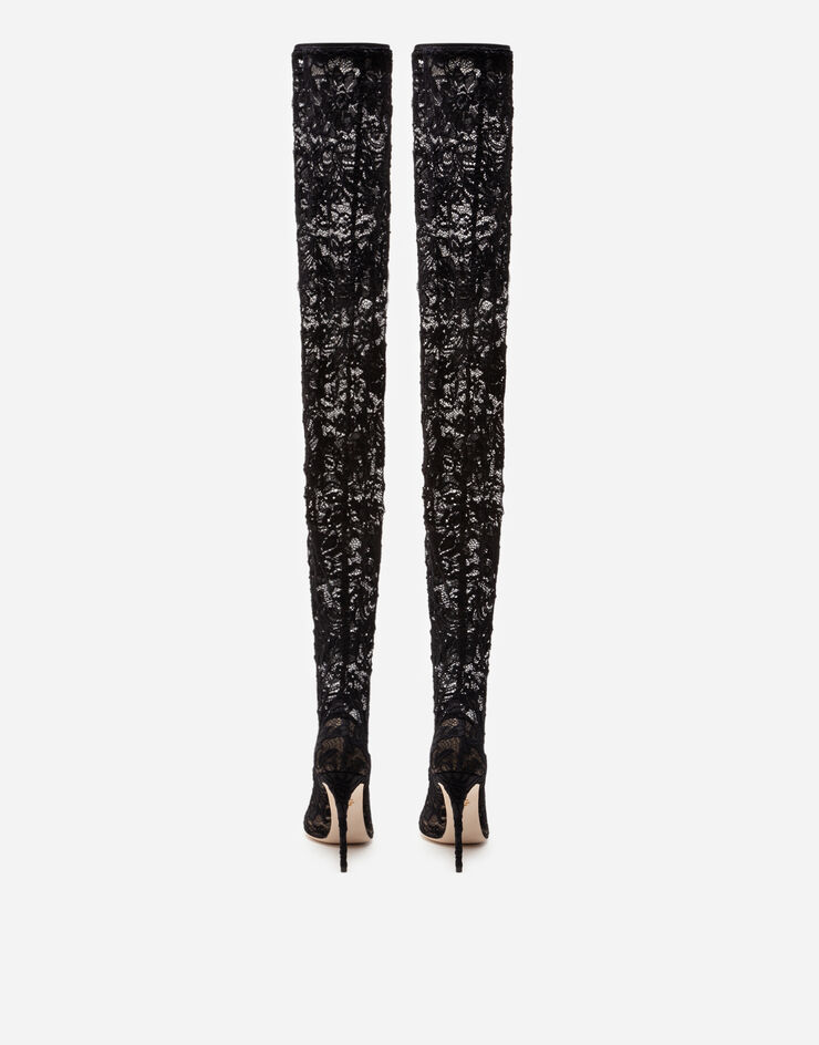 Dolce & Gabbana Stretch lace and gros-grain boots BLACK CU0419AG690