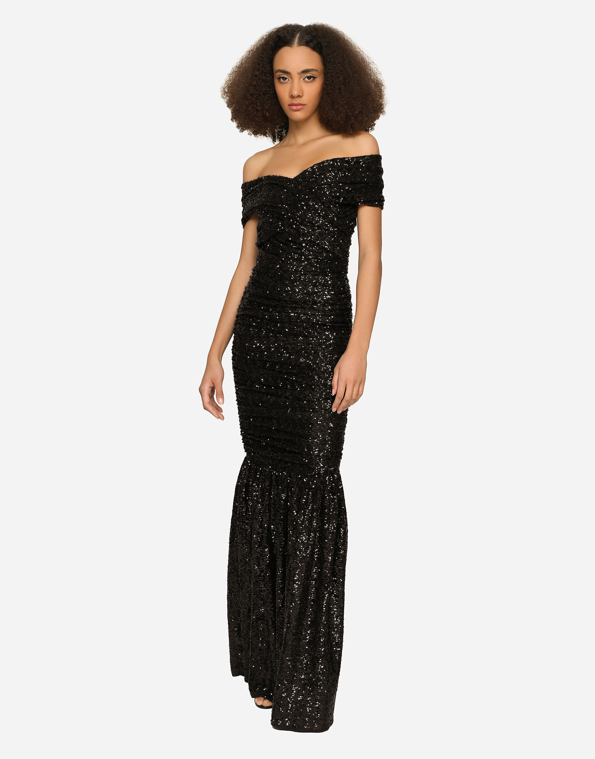 Long sequined dress in Black for Women | Dolce&Gabbana® US