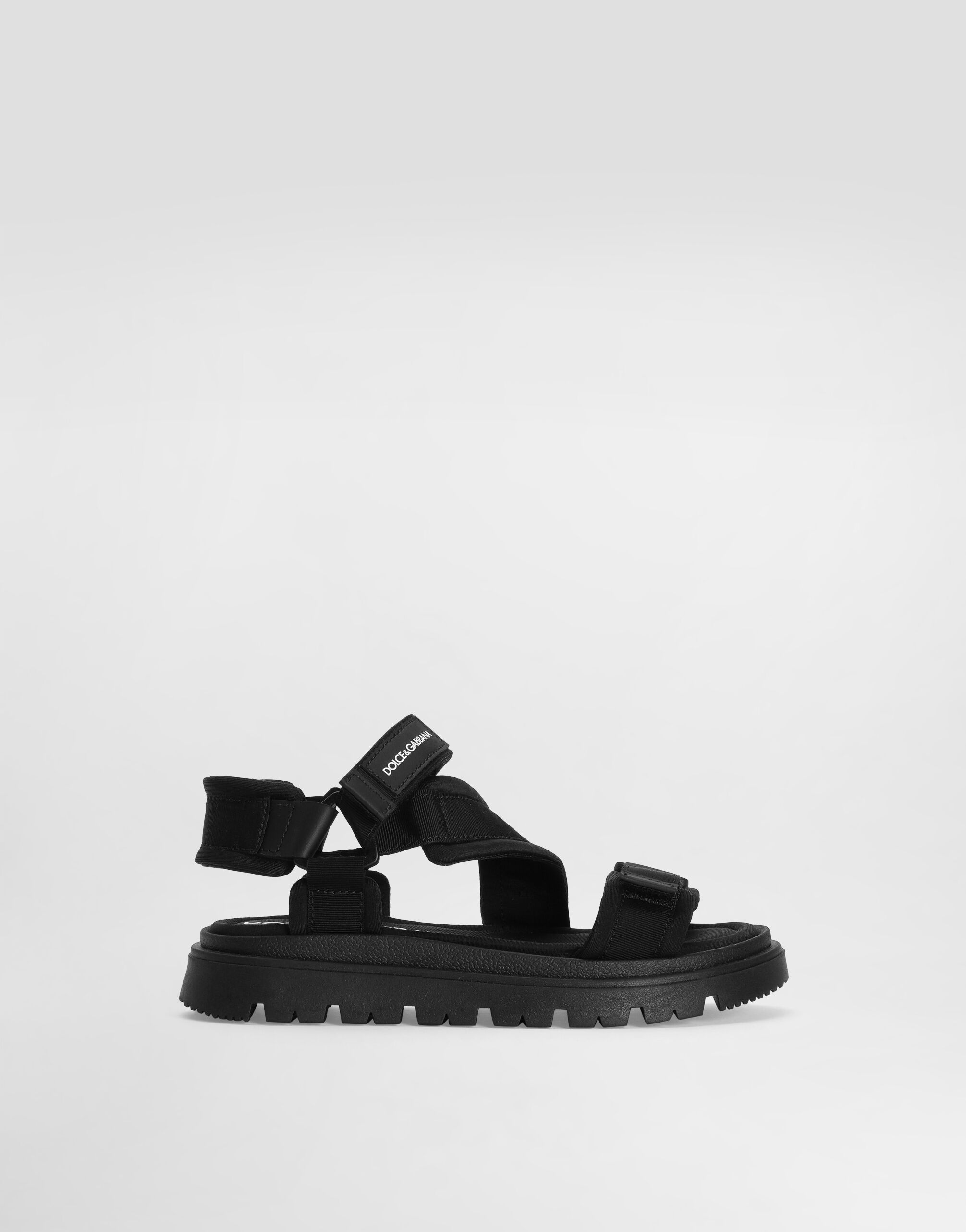 Blackのメンズ Fabric and nappa calfskin sandals | Dolce&Gabbana®