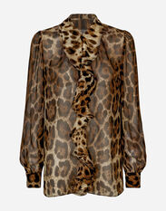Dolce & Gabbana Leopard-print chiffon shirt with ruches Animal Print F26AJTFS2A3