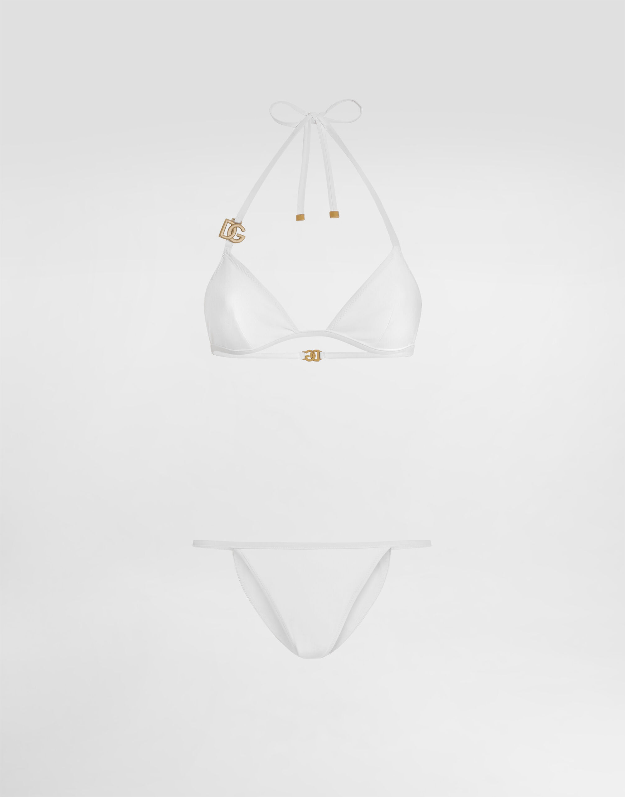 Triangle bikini with DG logo in White for Women | Dolce&Gabbana®