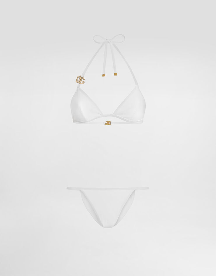 Dolce & Gabbana Bikini de triángulo con logotipo DG Blanco O8B76JONO12