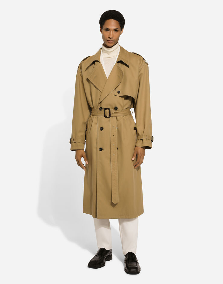 Dolce & Gabbana Double-breasted cotton trench coat Beige G042JTFU6WG