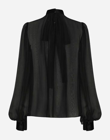 Dolce & Gabbana Silk chiffon pussy-bow blouse Black F7AG0TFU1AT