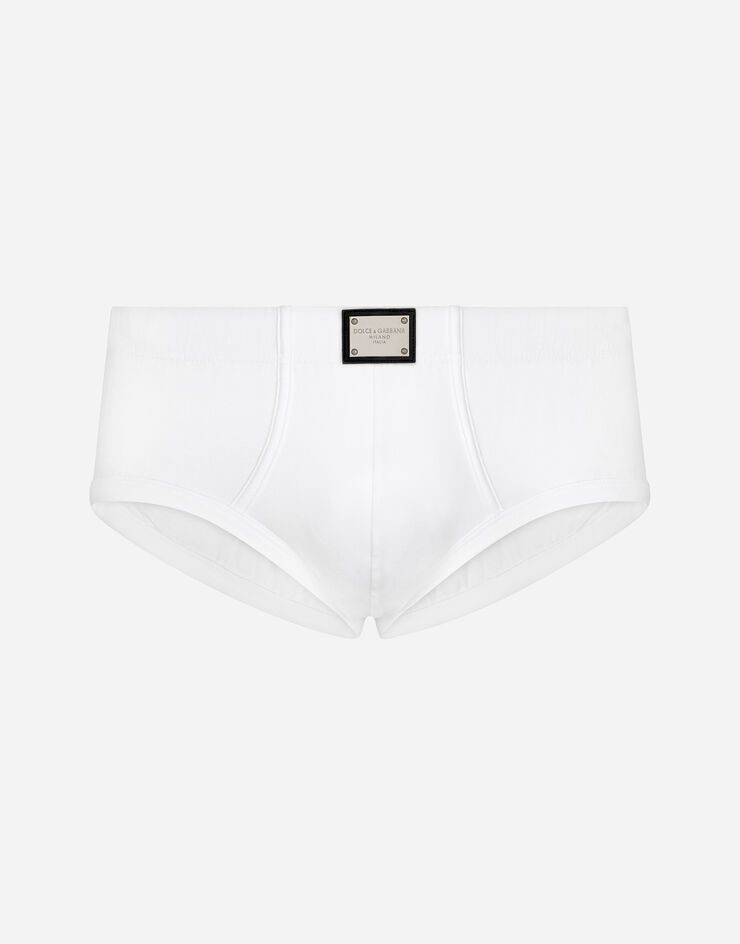 Dolce & Gabbana Two-way-stretch jersey Brando briefs with logo tag White M3E16JOUAIG