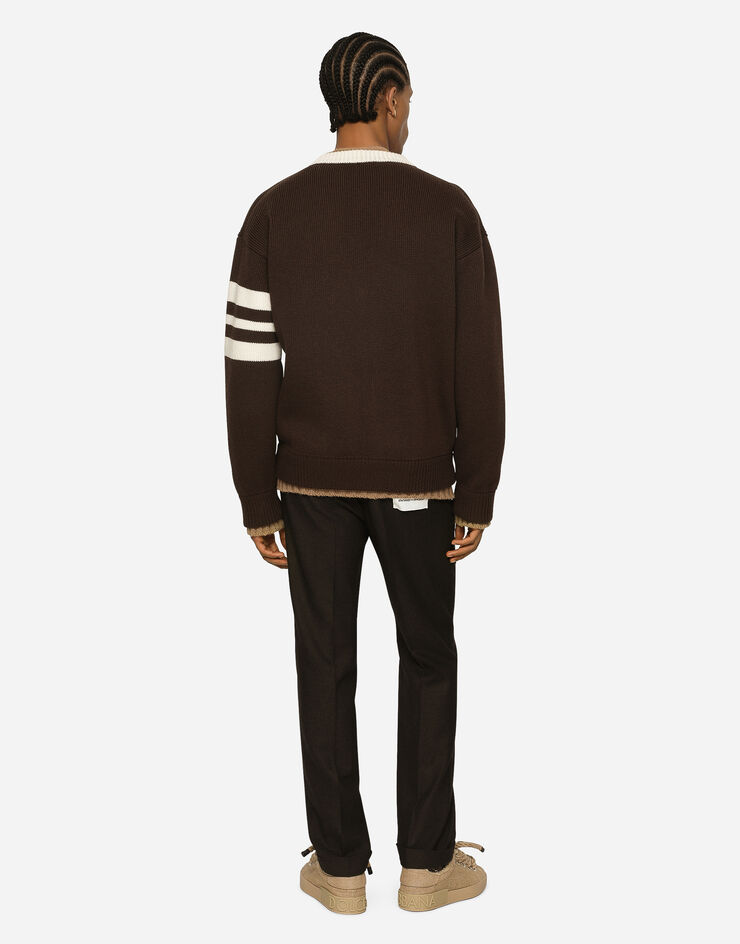 Dolce&Gabbana Stretch wool pants with Re-Edition label Brown GV6LETFURNC