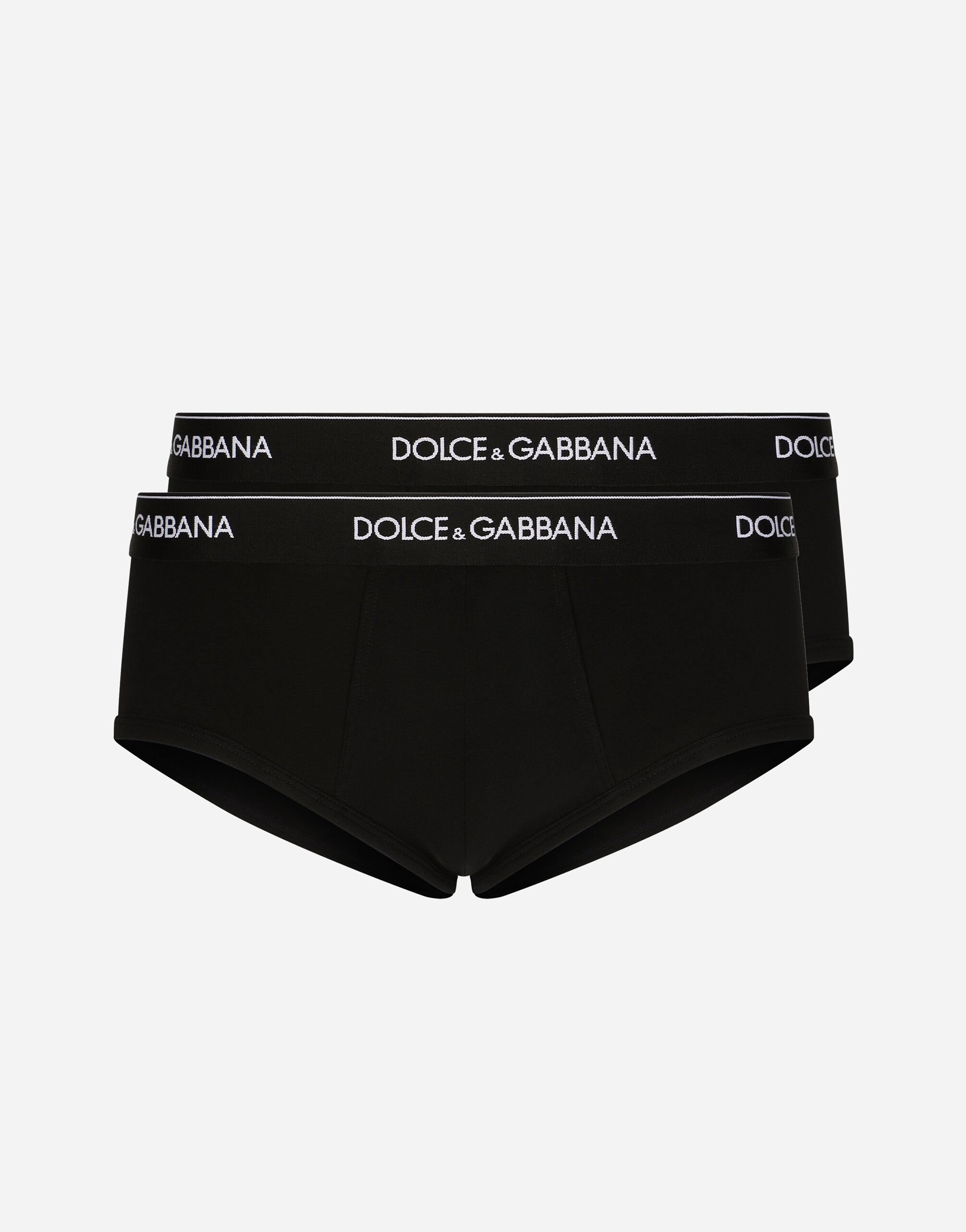 Dolce & Gabbana Pack de deux slips Brando en coton stretch Noir M9C03JONN95