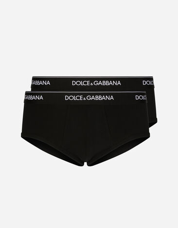 Dolce & Gabbana Zweierpack Slip Brando Baumwollstretch Schwarz M9C03JONN95