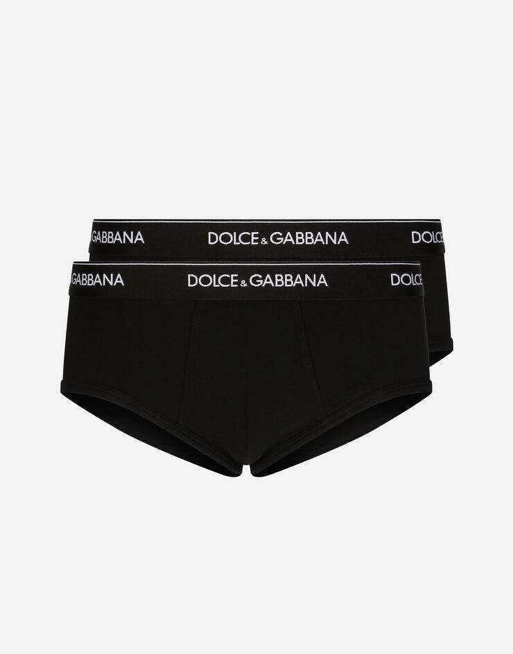 Dolce & Gabbana Pack de deux slips Brando en coton stretch Noir M9C05JONN95