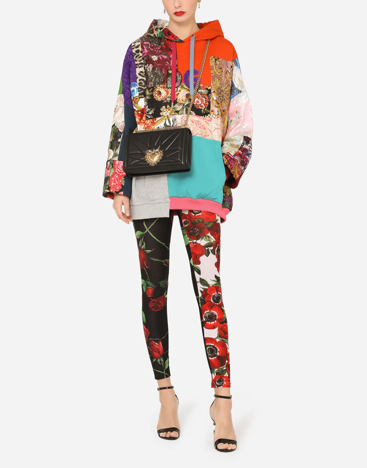Dolce & Gabbana Jersey leggings with anemone and rose print BLUE FTB1ITGDX81