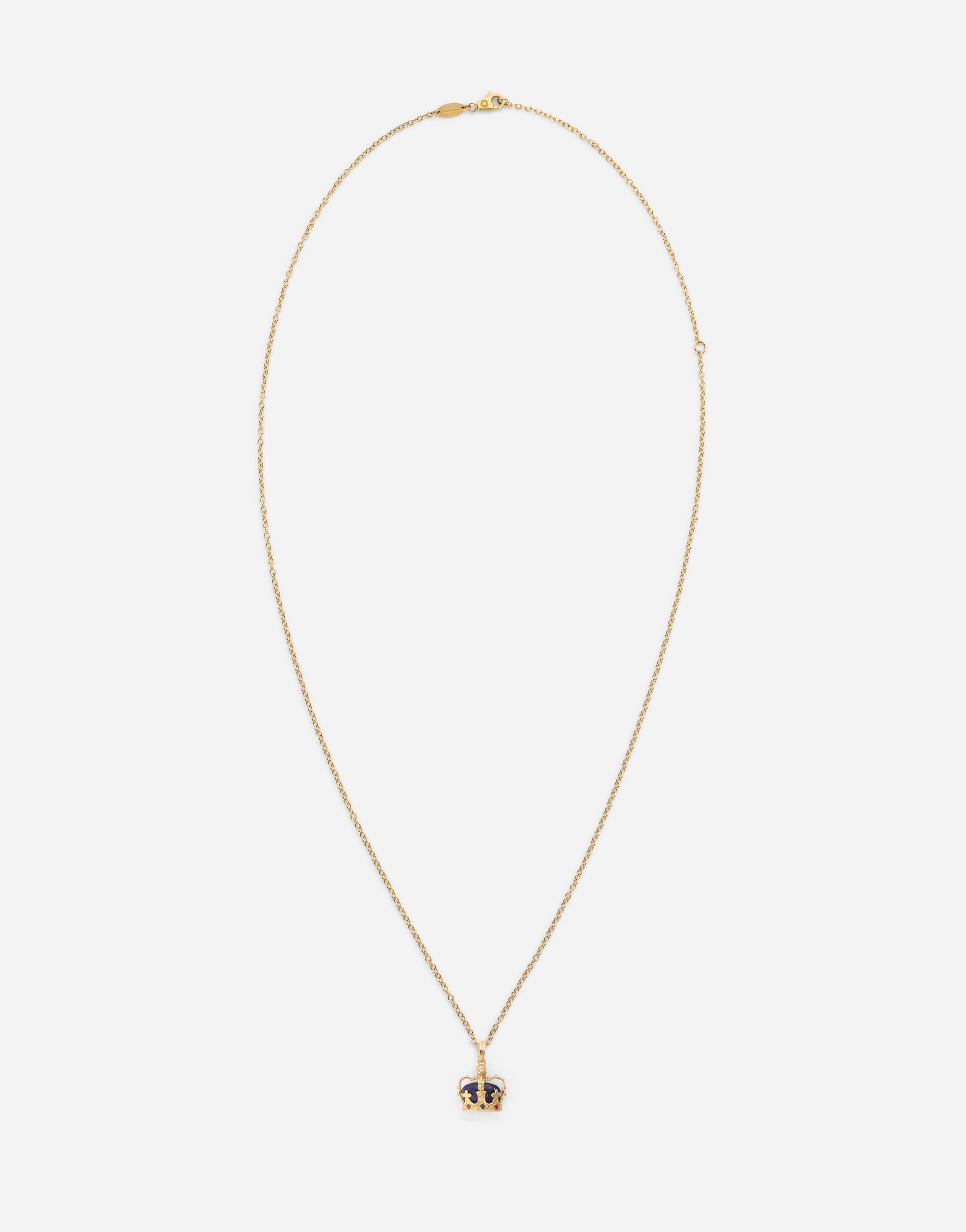 Dolce & Gabbana Crown yellow gold pendant with lapis lazuli Gold WAKK1GWJAS1