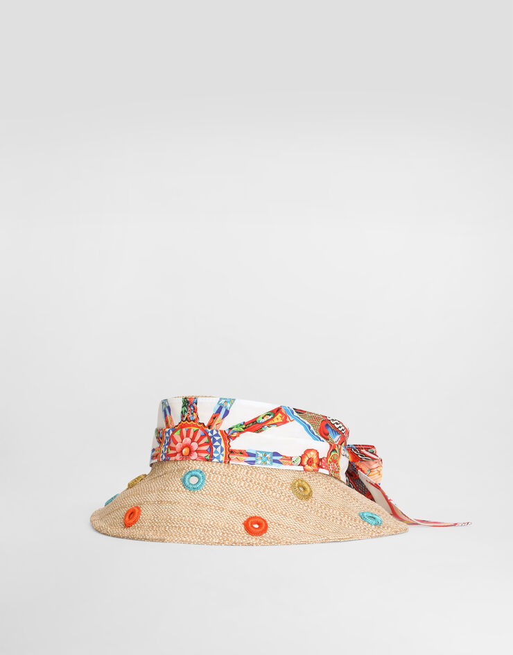 Dolce & Gabbana Carretto-print raffia hat Multicolor LB5H79G7P5Q