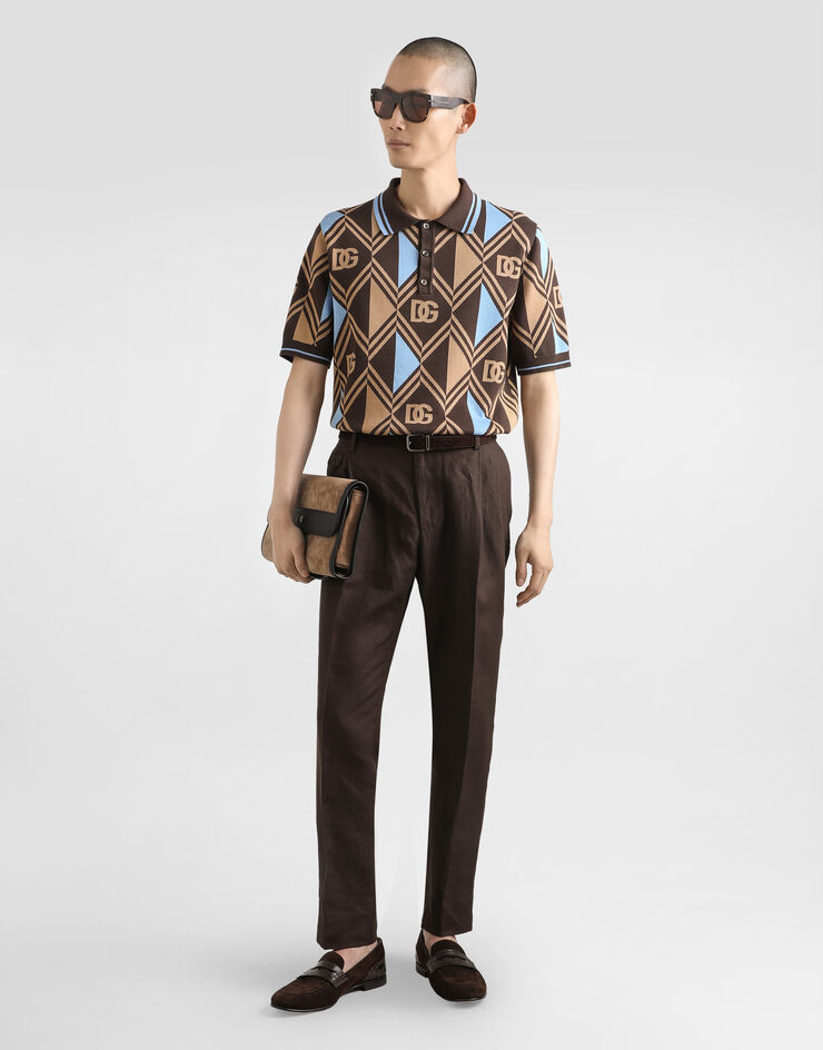 Dolce & Gabbana Cotton-jacquard piqué polo shirt Multicolor GXZ89TJBCHB