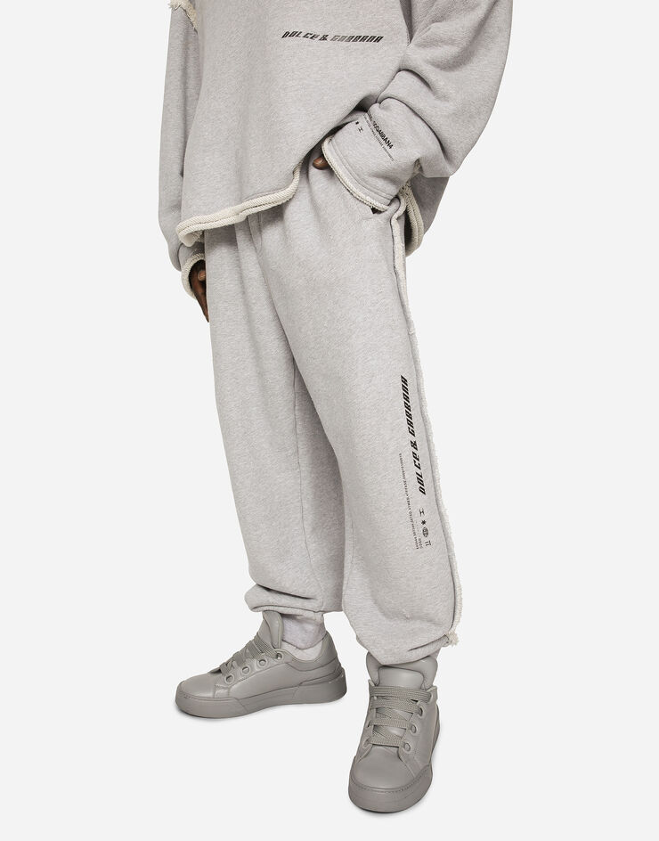 Dolce&Gabbana Pantalon de jogging avec imprimé et petites abrasions Gris GV3CXTG7KX7
