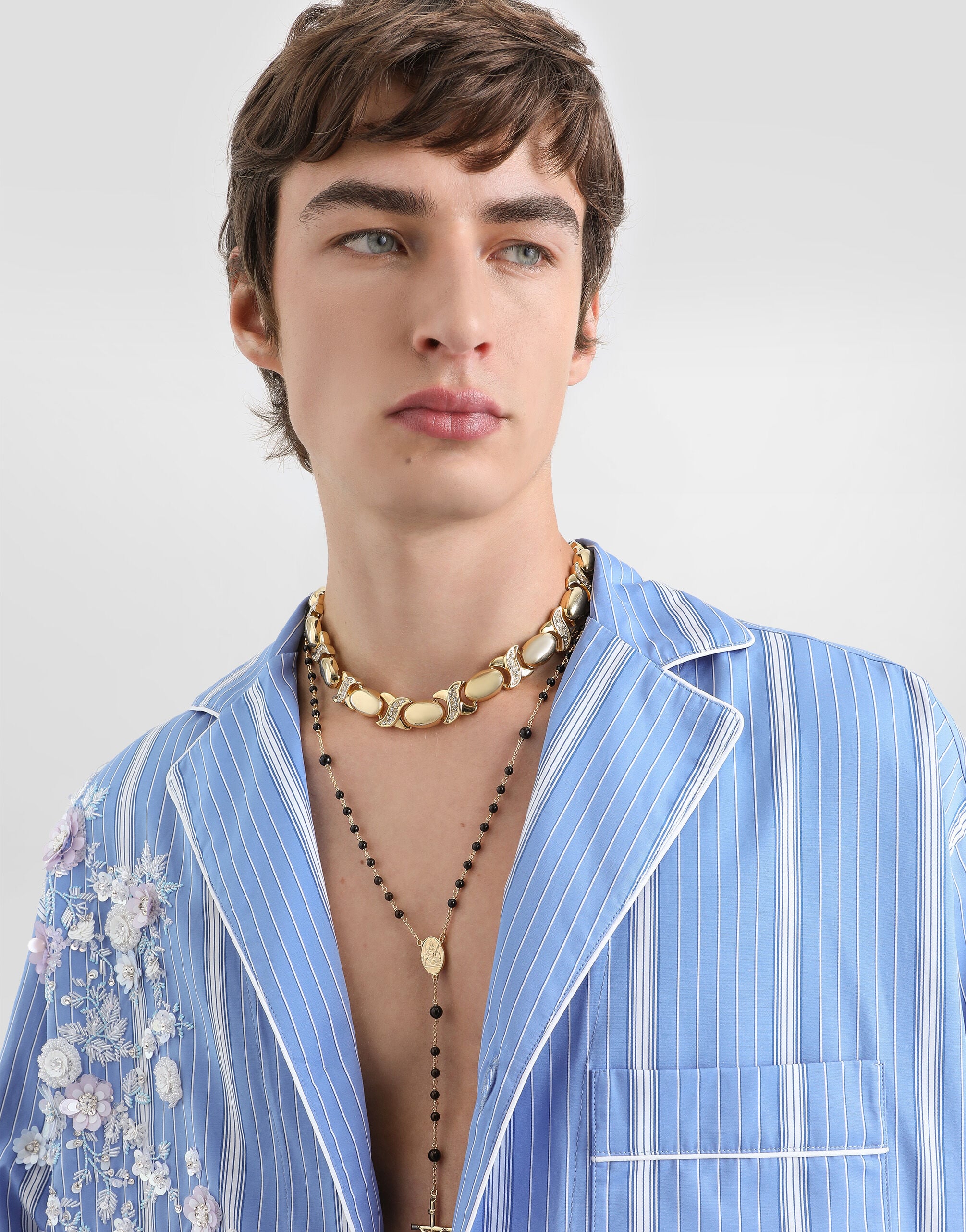 DOLCE&GABBANA ロザリオ ネックレス ブルー系 マルチカラーのメンズ ナチュラルジェムストーン ロザリオ ネックレス
