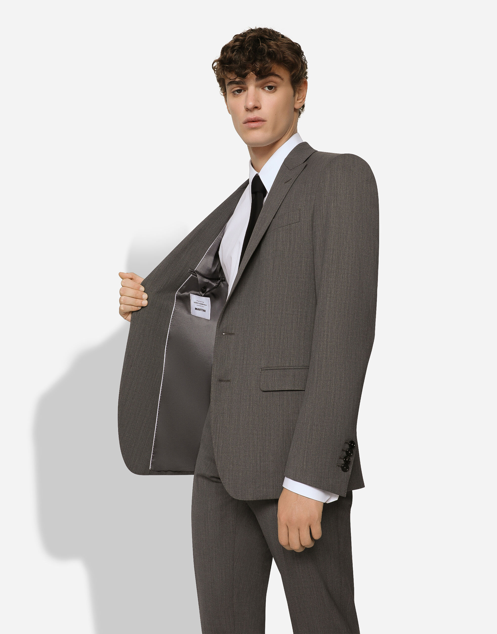 Single breasted stretch wool Martini fit suit in Grey for Men Dolce Gabbana