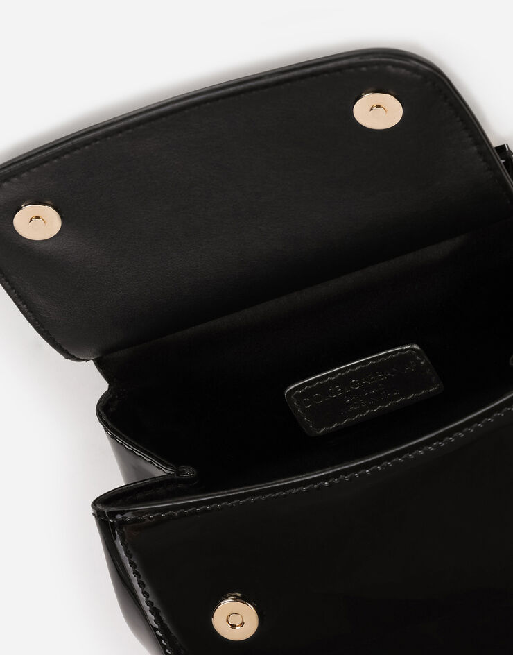 Dolce & Gabbana 페이턴트 가죽 미니 시실리 백 블랙 EB0003A1067