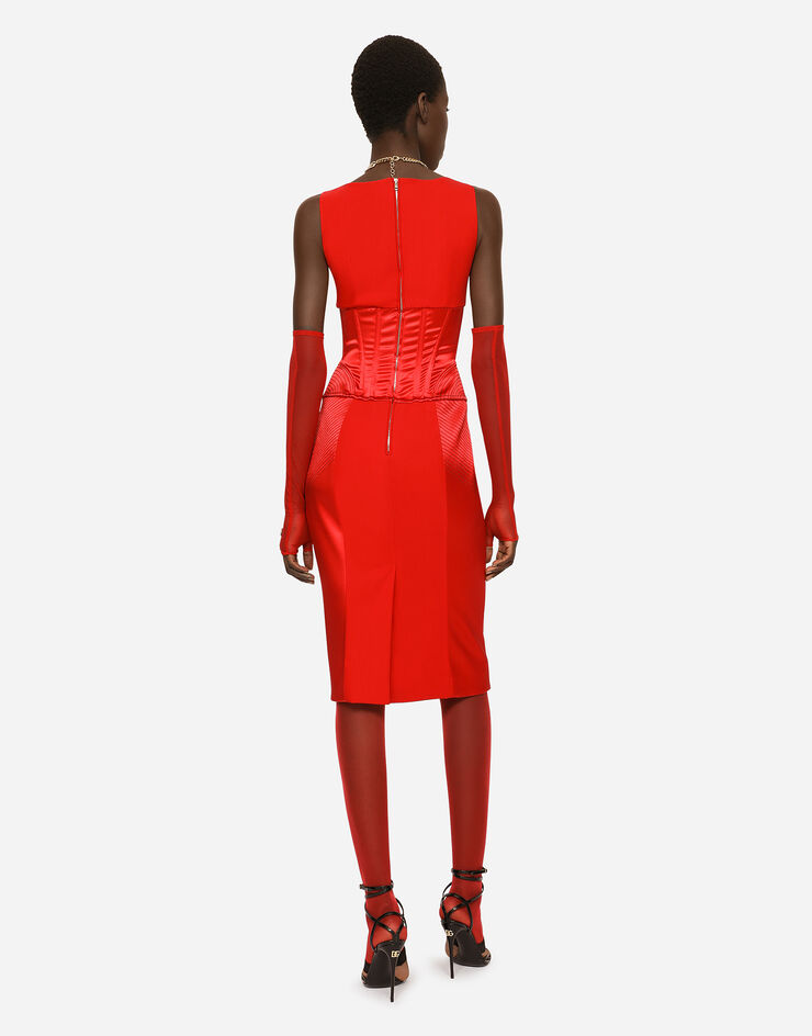 Dolce & Gabbana Satin and cady calf-length dress Red F6AWOTFURAD