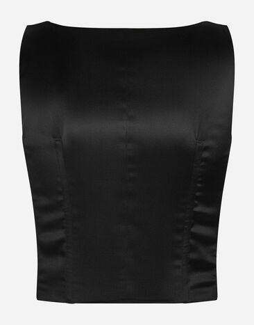 Dolce & Gabbana Double-breasted silk duchesse tuxedo jacket Black F791ZTFU1KM