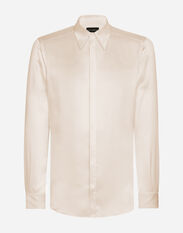 Dolce&Gabbana Silk satin Martini-fit shirt with metal DG logo Red G5IF1THI1KW