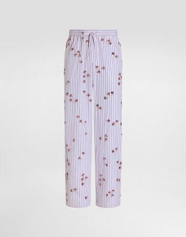 Dolce & Gabbana Cotton-silk vanity trousers with embroidery Multicolor GVRMAZGK192