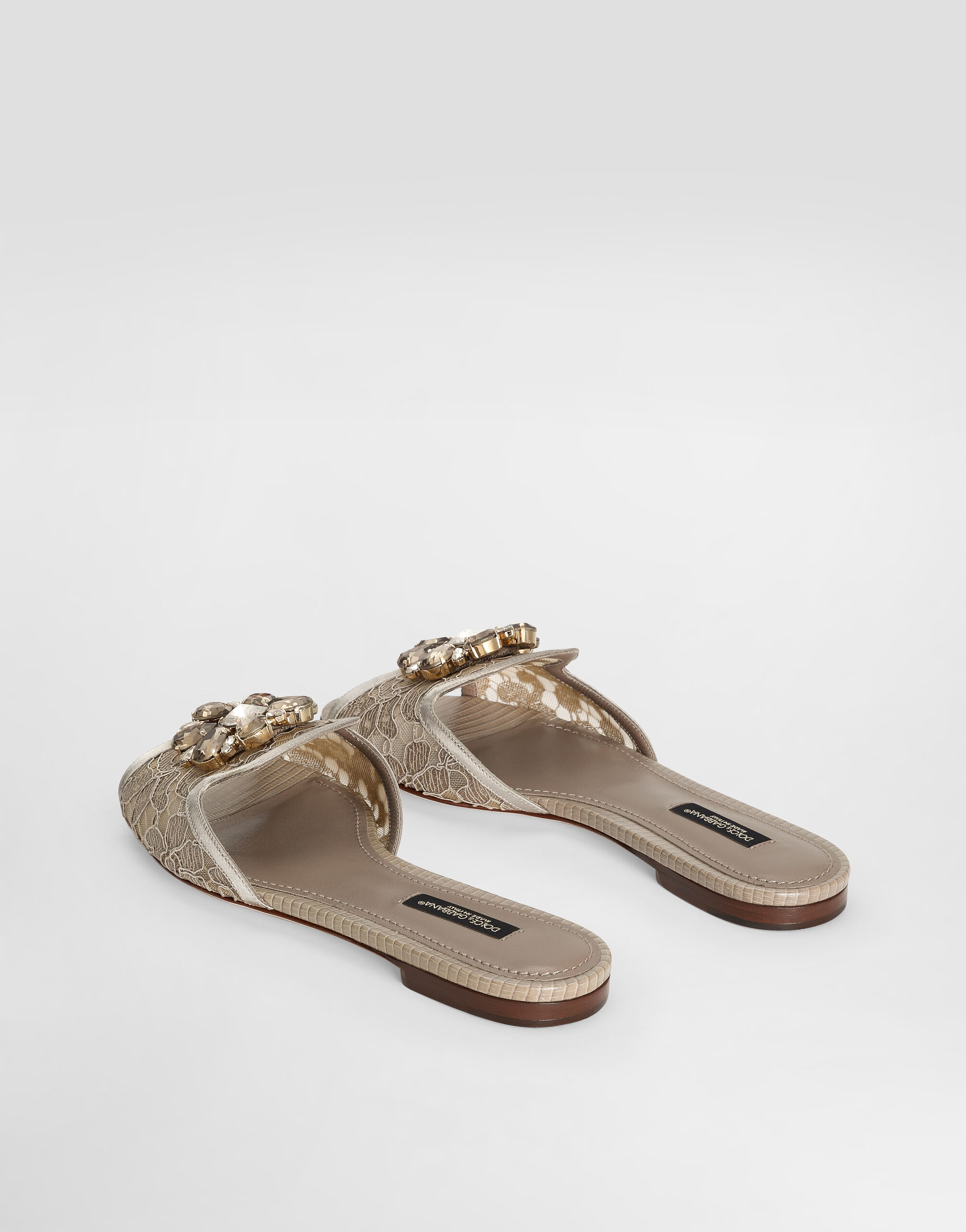 Slippers In Lace With Crystals - Women | Dolce&Gabbana
