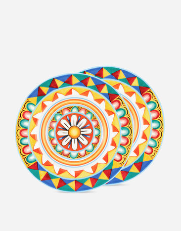 Dolce & Gabbana Set 2 Soup Plates in Fine Porcelain Multicolor TC0S05TCA88