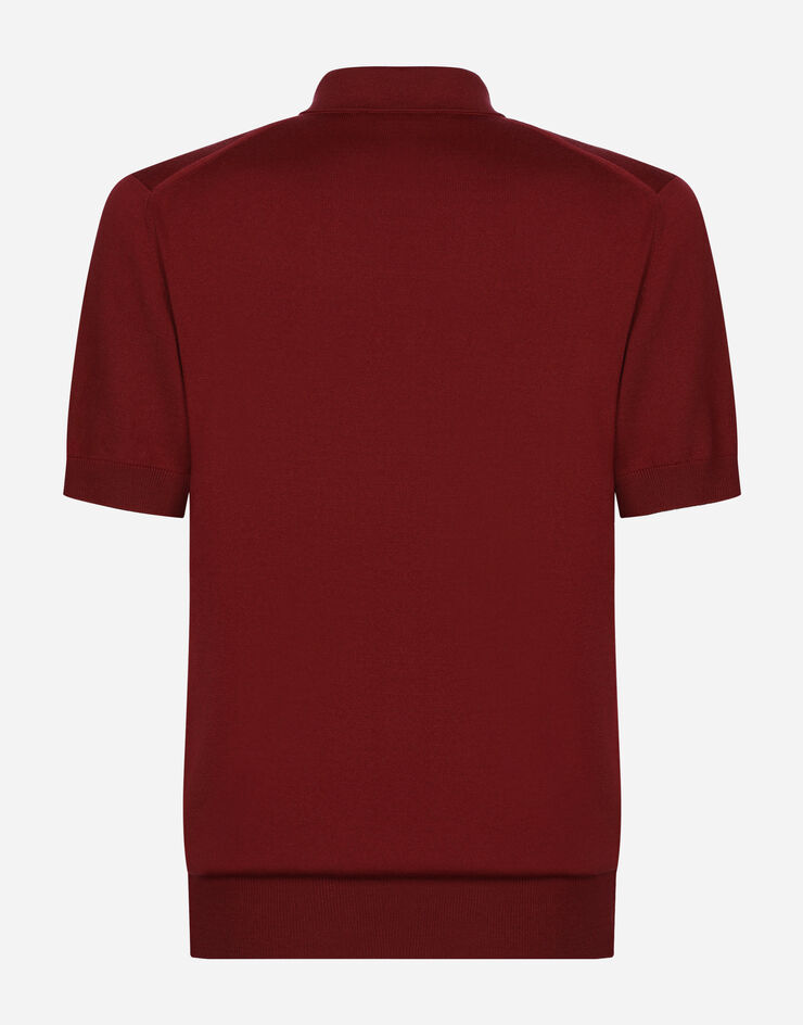 Dolce&Gabbana Wool polo-shirt with branded tag Bordeaux GXO38TJCVC7