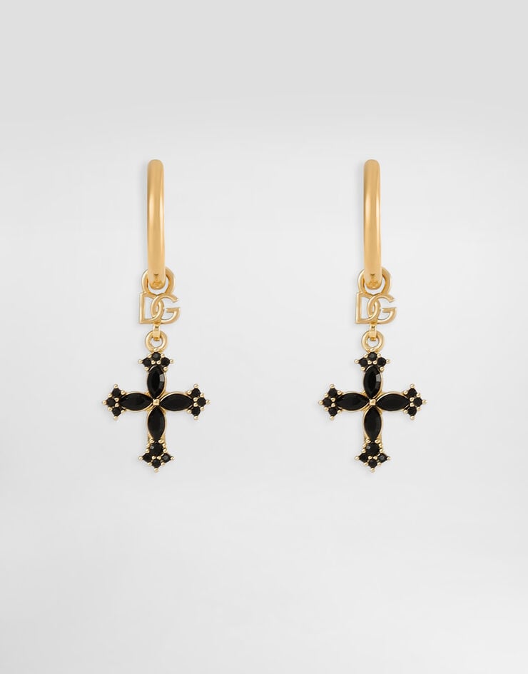 Dolce & Gabbana Hoop earrings with crosses and rhinestones Gold WEQ4S1W1111
