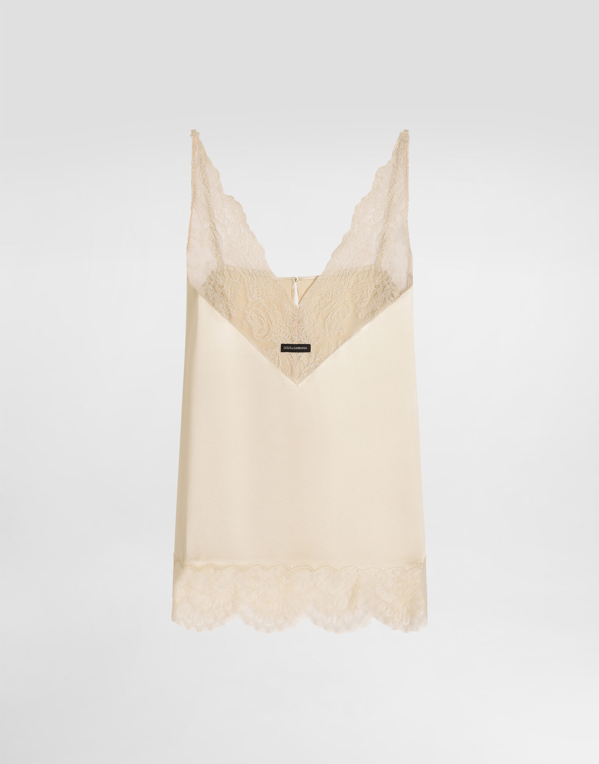 Silk satin top in Beige for Women | Dolce&Gabbana® US