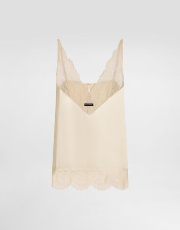 Dolce & Gabbana Silk satin top Beige F7BN5TFU1AU