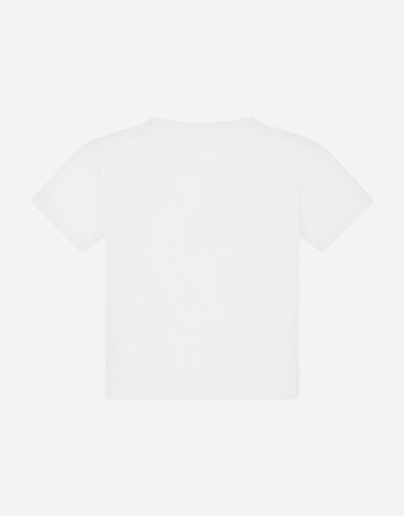 Dolce & Gabbana Jersey T-shirt with openwork DG logo White L2JTAZG7B6O
