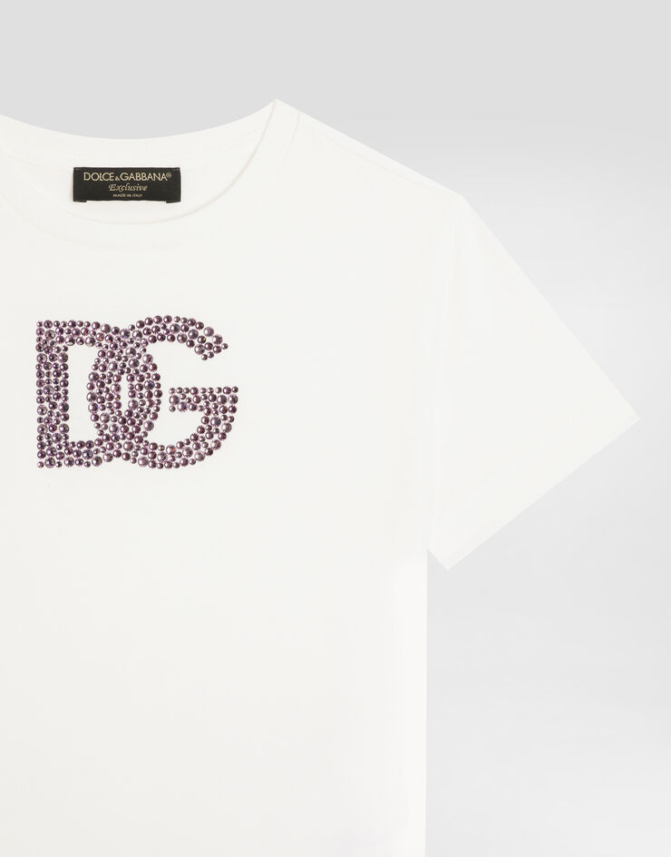 Dolce & Gabbana Camiseta de punto con logotipo DG Blanco L5JTNKG7O9K