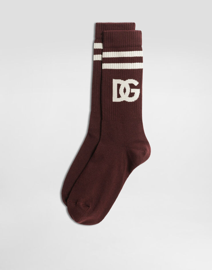 Dolce & Gabbana 徽标细罗纹棉质袜子 枣红 GXS80TJFMLA