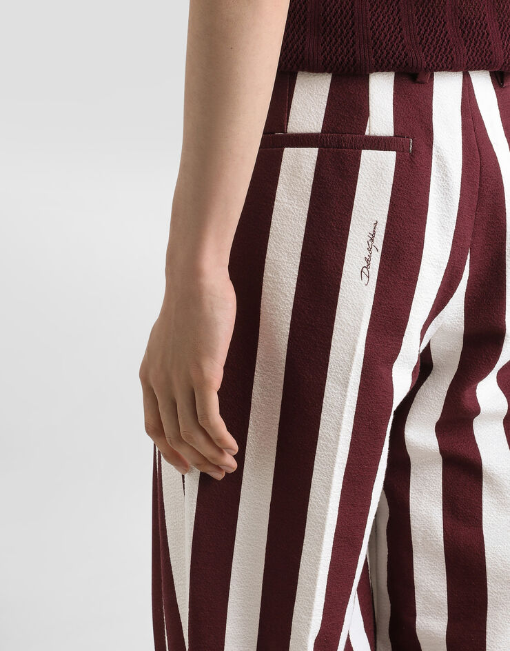 Dolce & Gabbana Pantalones de algodón jacquard a rayas con doble pinza Multicolor GP10DTFS6OH