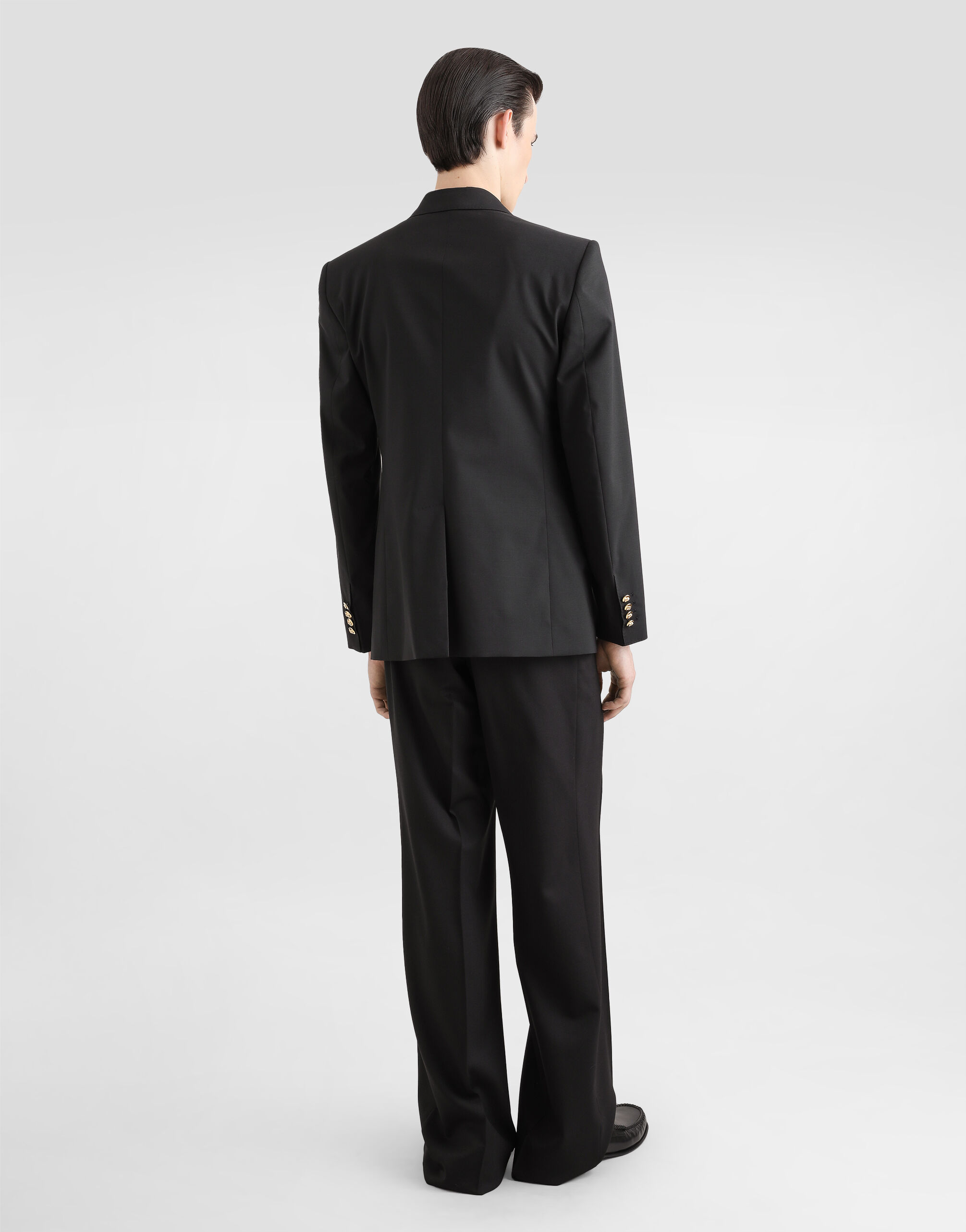 Double-breasted Martini-fit wool suit in Black for Men