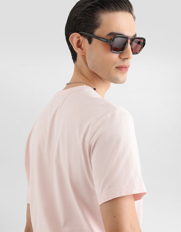 Dolce & Gabbana Cotton t-shirt with dg embroidery Dolce & Gabbana Cotton t-shirt with dg embroidery Pink G8PT1ZG7P9K