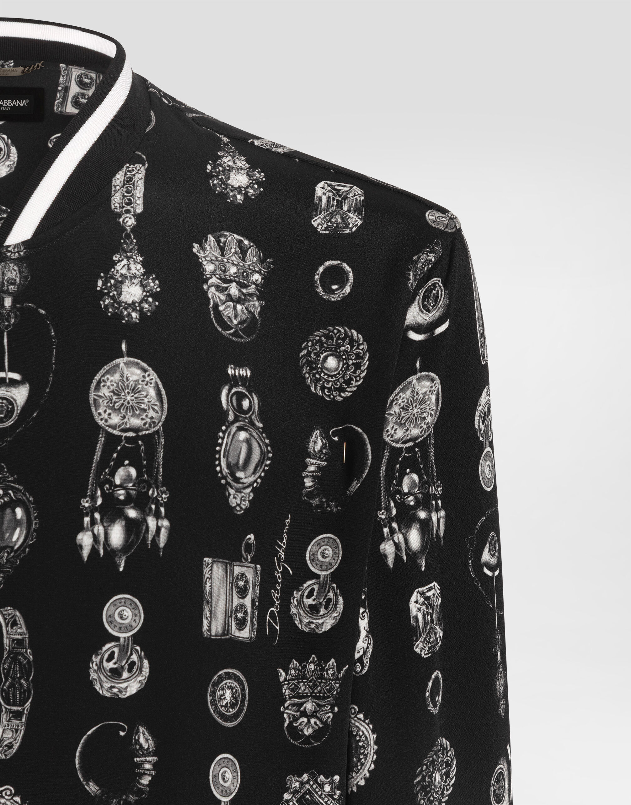 Jewel-print marocain crêpe jacket in Print for Men | Dolce&Gabbana® US