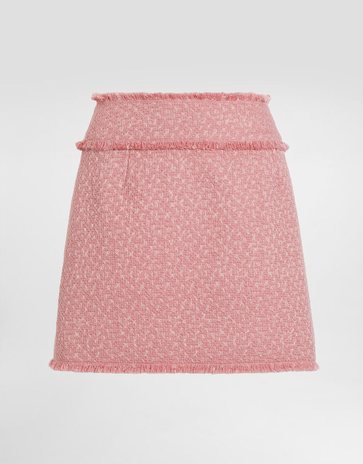 Dolce & Gabbana Minirock aus Raschel-Wolltweed Rosa F4CR5THUMUA