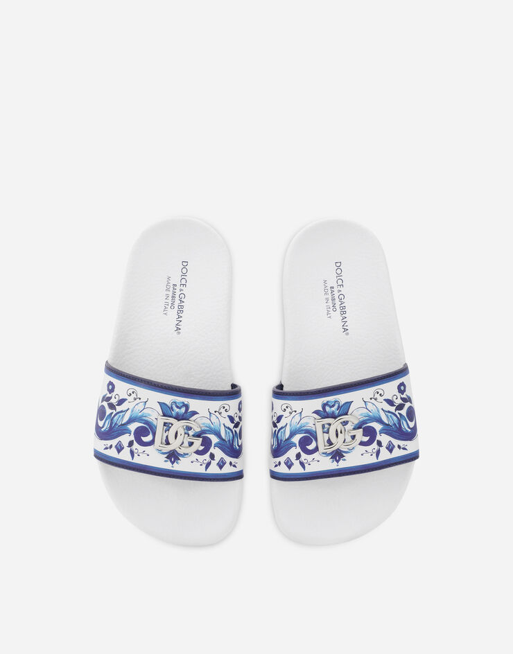 Dolce&Gabbana Slide stampa maiolica con logo DG metal Multicolore D10705AC113
