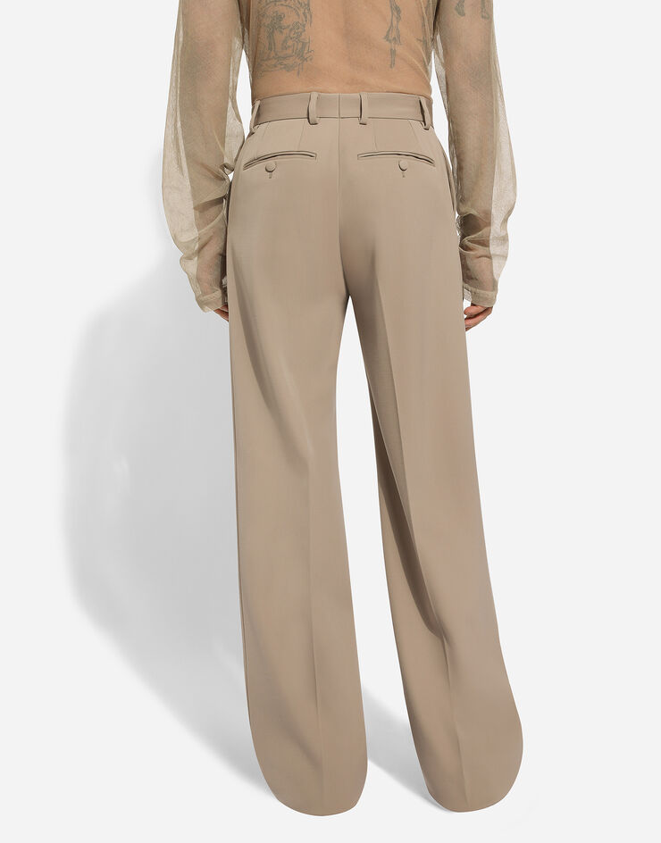 Dolce & Gabbana Hose aus Wollstretch mit geradem Bein Beige GYZMHTFUBGF