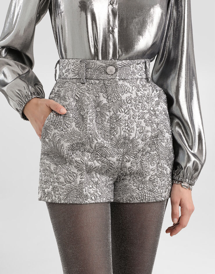 Dolce & Gabbana Lamé floral jacquard bermuda Silver FTC9GZFJZAL