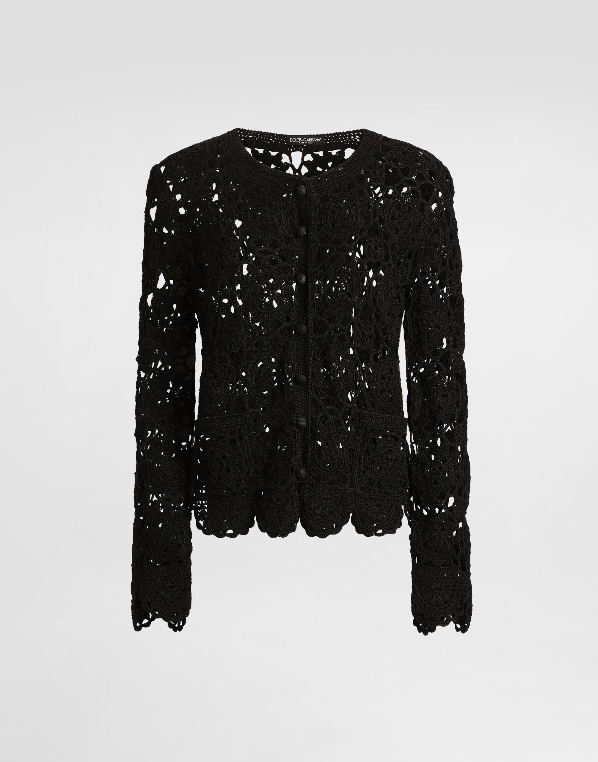ブラックのウィメンズ クロシェニット カーディガン | Dolce&Gabbana®