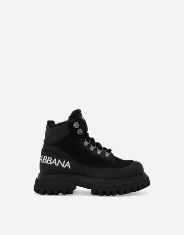 Dolce & Gabbana Nubuck and calfskin ankle boots with Dolce&Gabbana logo Black DA5177AL696