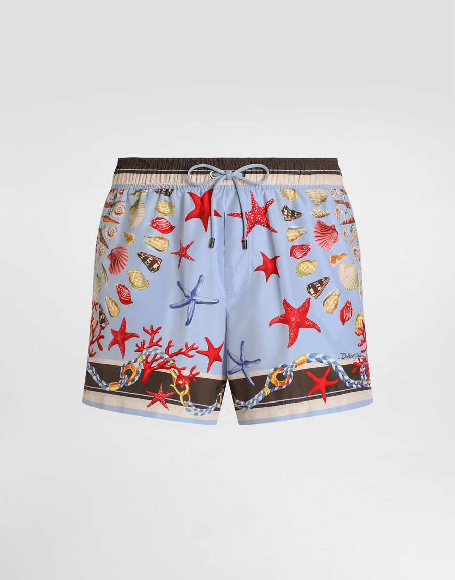 Shell-print short swim boxer shorts